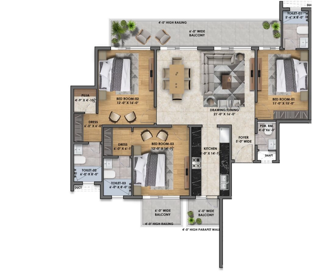 Vintage Greens 4+1 BHK floor plan, 3796 sq ft